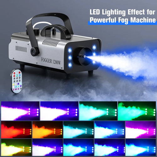 1200W Fog Machine 6Leds Remote Fogger Ejector Disco Colorful Smoke Machine DJ Christmas Party Effects Stage Light