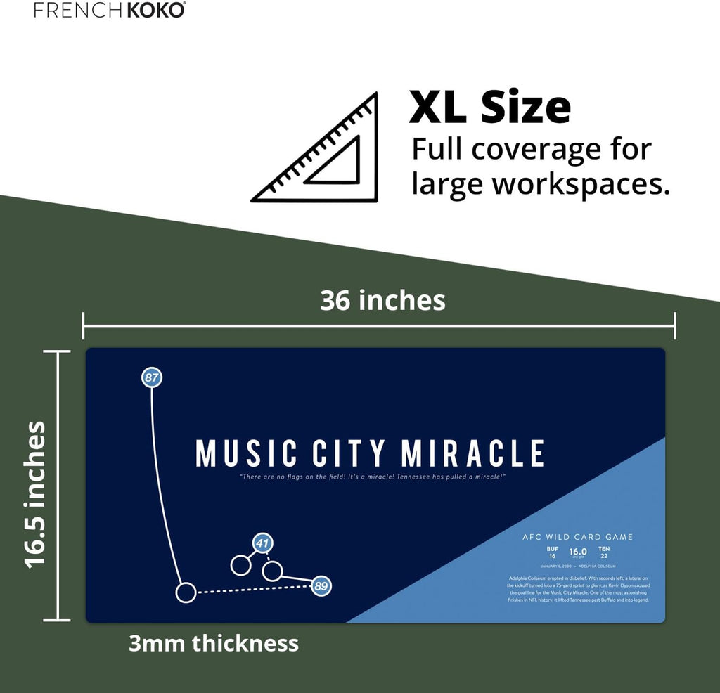 Large Mouse Pad, Desk Mat, Keyboard Pad, Desktop Home Office School Essentials College Cute Decor Big Laptop Protector Computer Accessories Pretty Mousepad Mens Boys Music City Miracle
